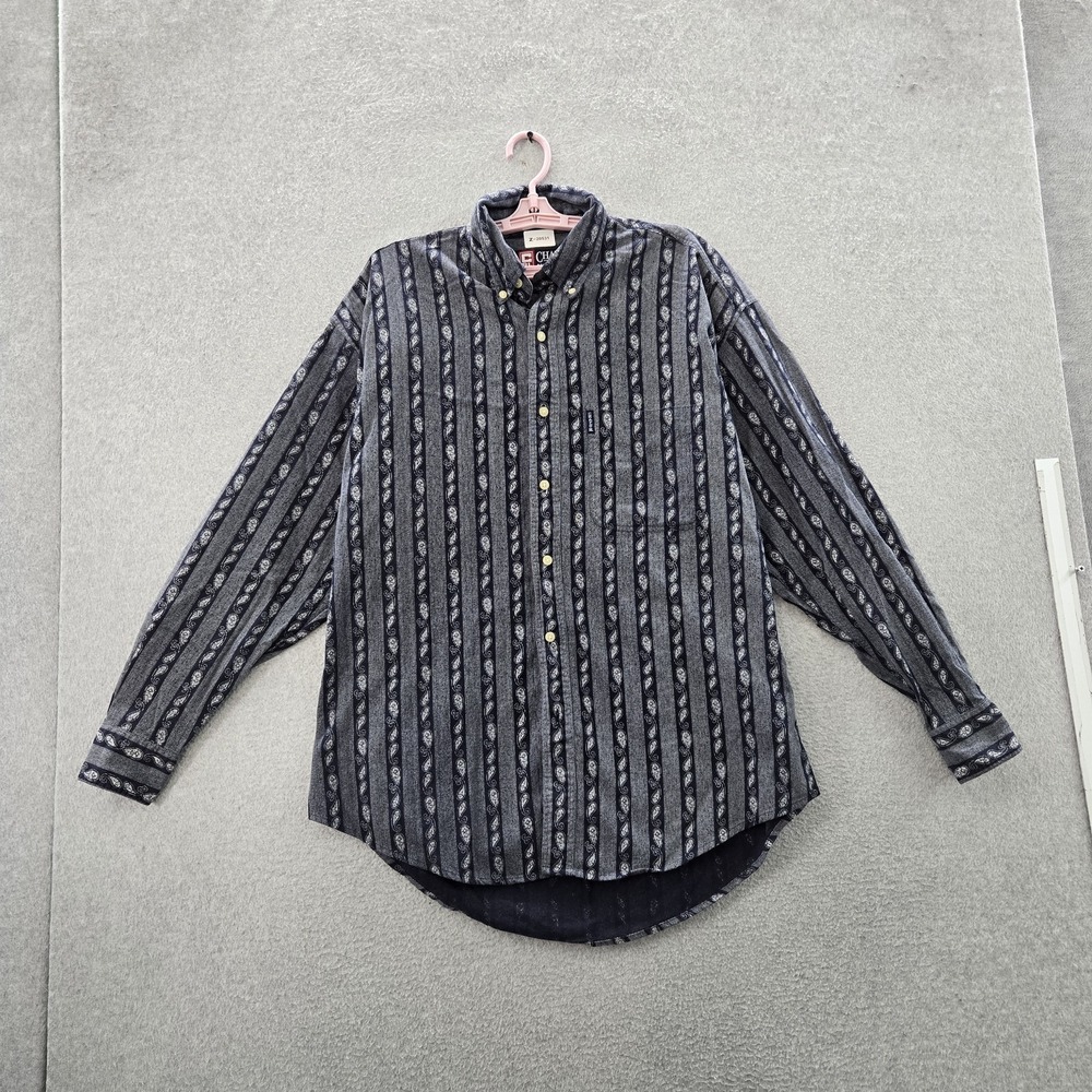 VINTAGE Chaps Ralph Lauren Men Button Up Shirt L Blue Striped Paisley READ
